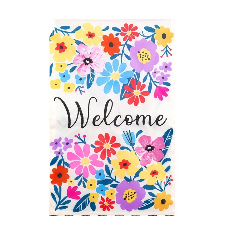 Meadow Creek 11.5" x 18" Spring Floral Welcome Outdoor Yard Flag | Walmart (US)