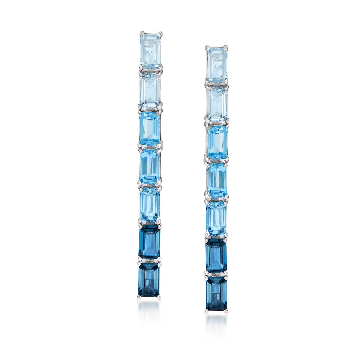 4.00 ct. t.w. Sky, Swiss and London Blue Topaz Ombre Drop Earrings in Sterling Silver | Ross-Simons