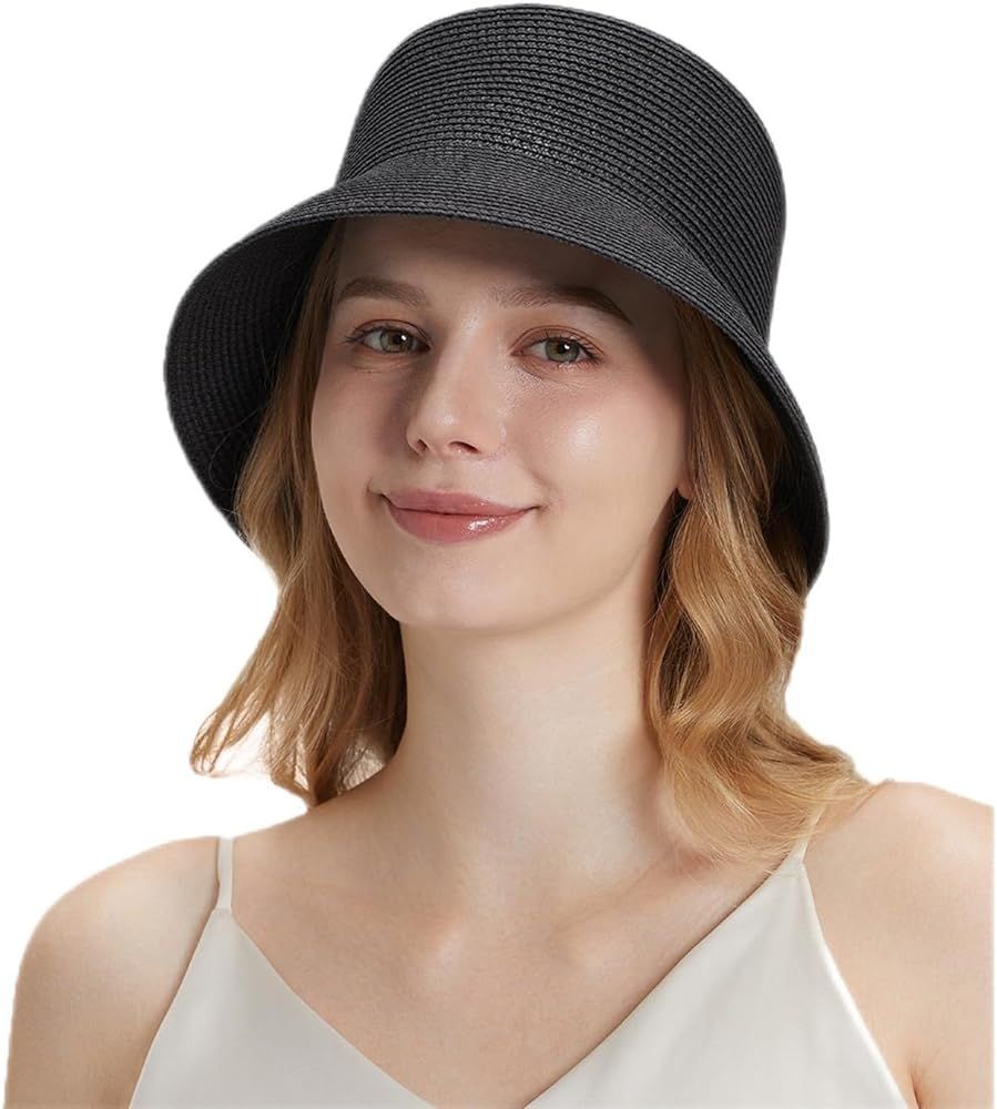 Lightbird Women's Straw Bucket Hat Beach Hat Foldable Summer Travel Sun Caps Outdoor Fisherman Ha... | Amazon (US)
