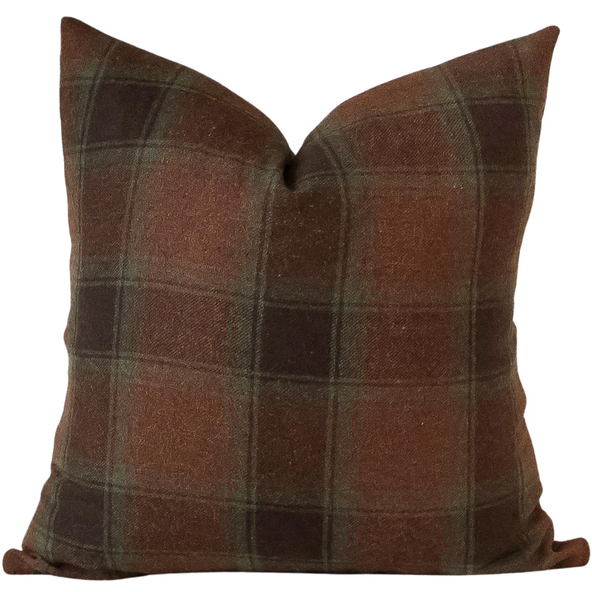 Young Philip Wool Plaid Pillow Cover, Green/Rust Cushion Cover, Fall Pillows, Hackner Home | Etsy (Global)
