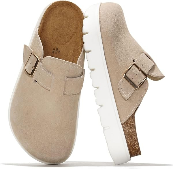 Project Cloud 100% Genuine Leather Womens Clogs Platform Clogs for Women | Amazon (US)