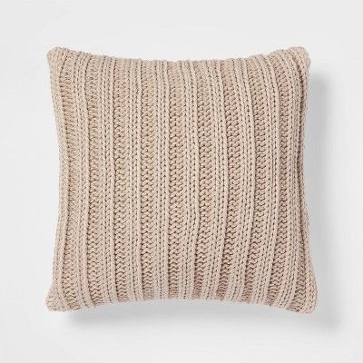 Oversized Chunky Rib Knit with Linen Reverse Throw Pillow - Threshold™ | Target