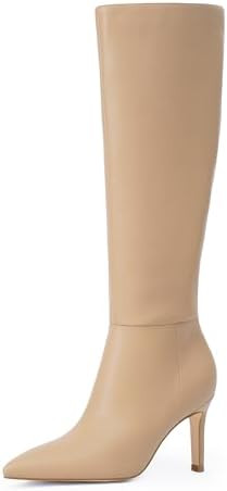 Knee High Boots Women Pointed Toe Tall Boots 3 In Stiletto High Heel Long Boots Side Zipper Dress... | Amazon (US)
