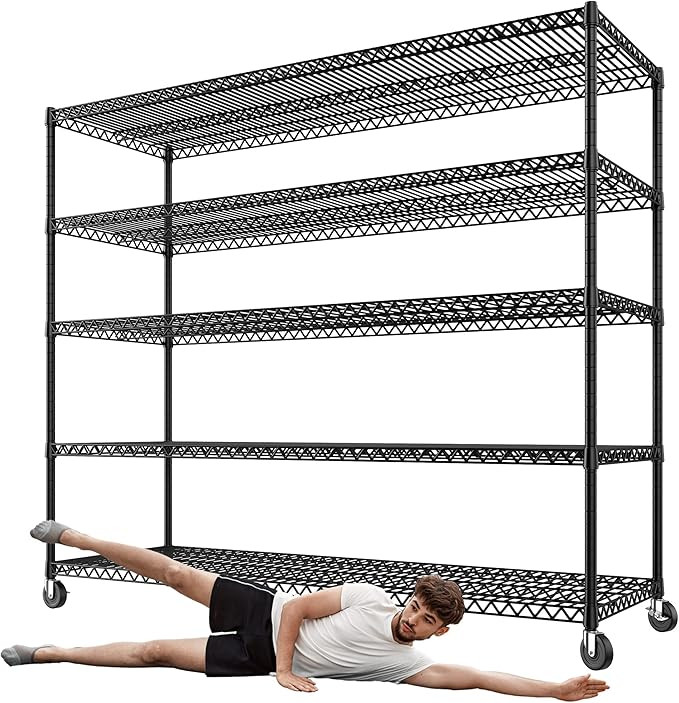 REIBII 73" H Storage Shelves Wire Shelving with Wheels 3200 lbs Heavy Duty Steel Metal Shelving U... | Amazon (US)