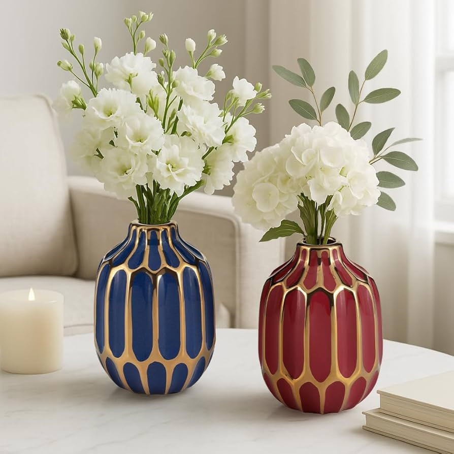 Ceramic Vase That Elevates Home Decor – Sculptural Flower Vases for Office, Living Room Decor, ... | Amazon (US)