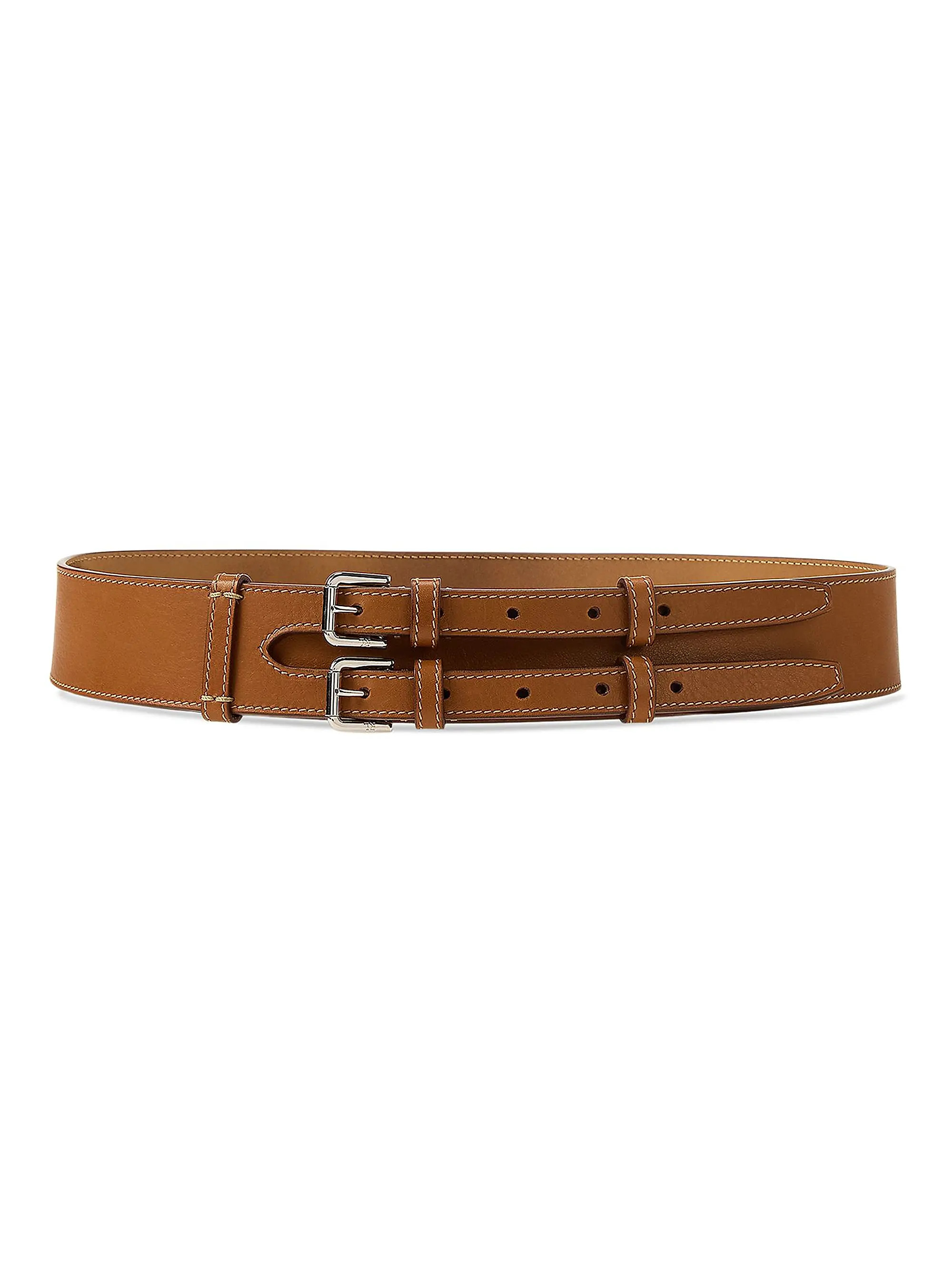 Double-Buckle Leather Belt | Saks Fifth Avenue