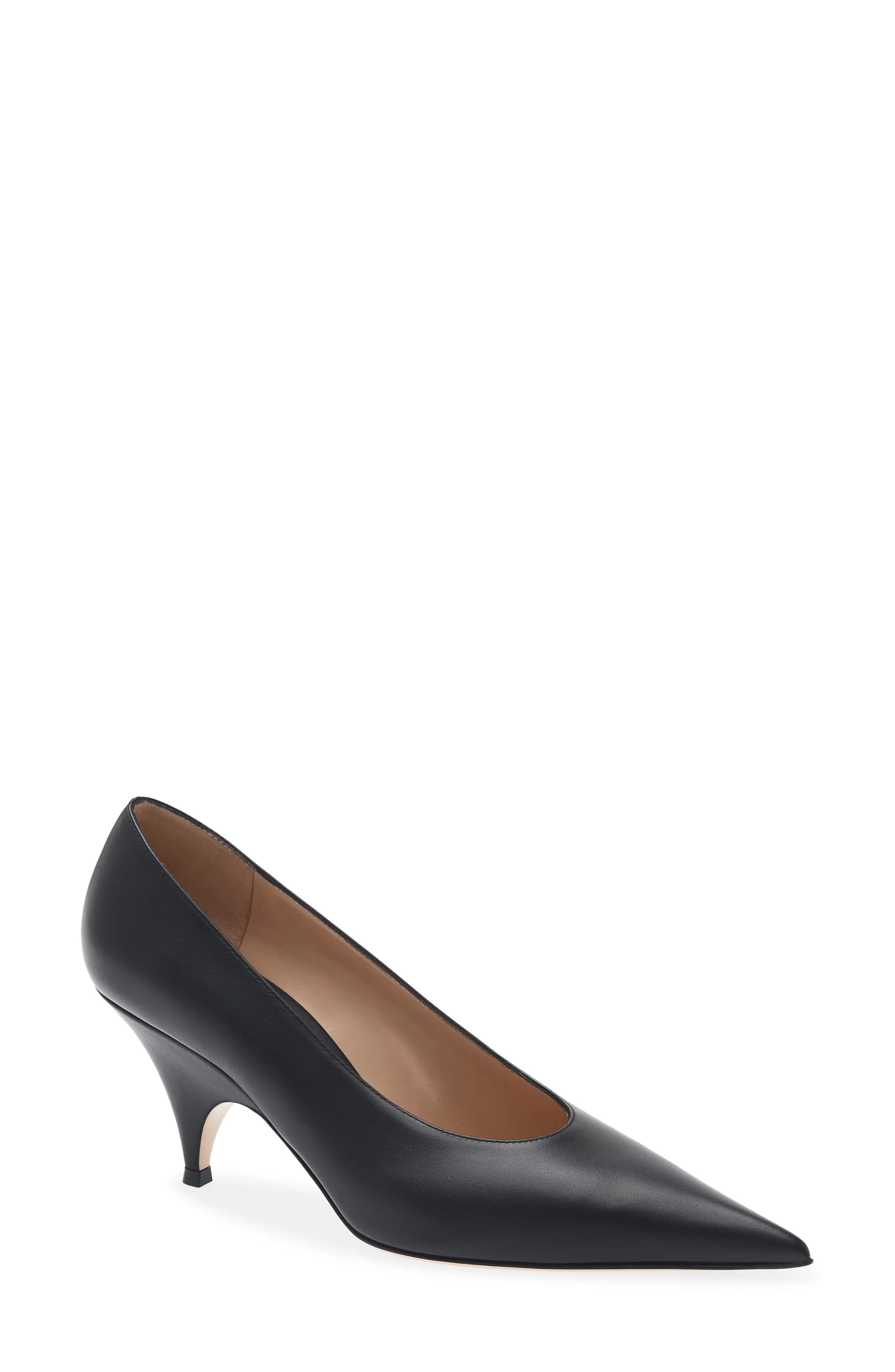 Gianvito Rossi Vitello Pointed Toe Pump in Black at Nordstrom, Size 36 | Nordstrom