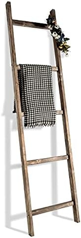 FUIN 6.3 Ft (76") Rustic Blanket Ladder Holder Farmhouse Wood Decorative Wall Leaning Quilt Towel... | Amazon (US)