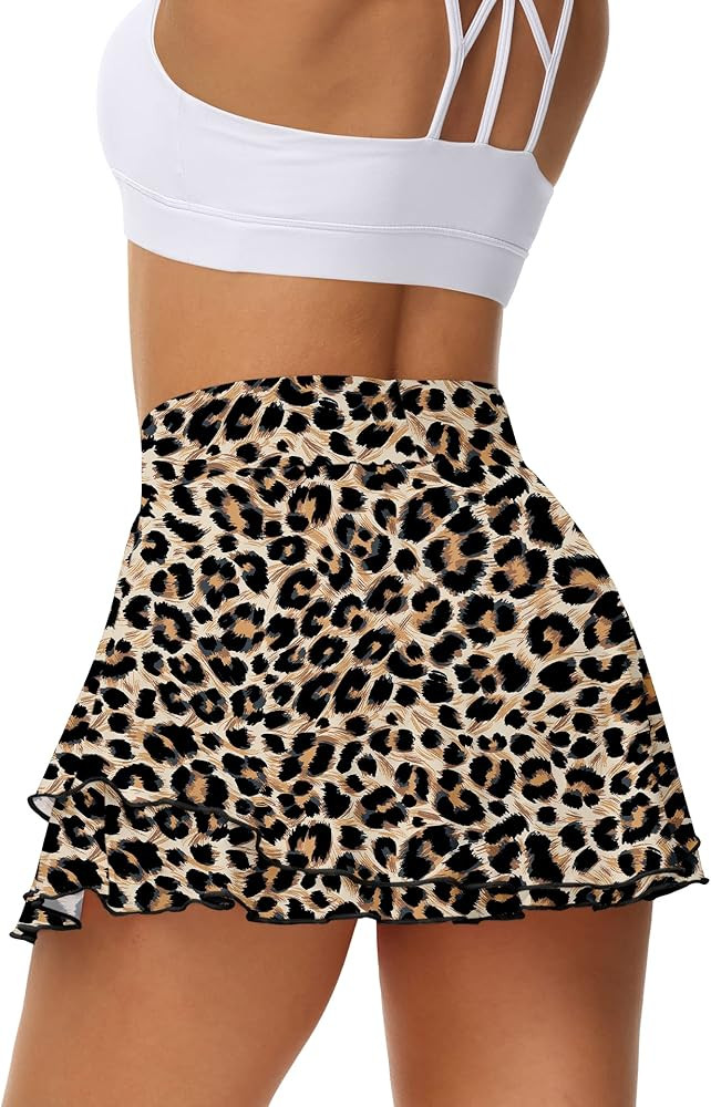 UrKeuf Women's Athletic Tennis Skirts with Pockets 13in Ruffle Golf Running Workout Ice Silk Flow... | Amazon (US)