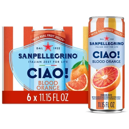 Sanpellegrino CIAO Blood Orange Flavored Sparkling Water with Real Fruit Juices: Blood Orange Flavor 6 Pack | Walmart (US)