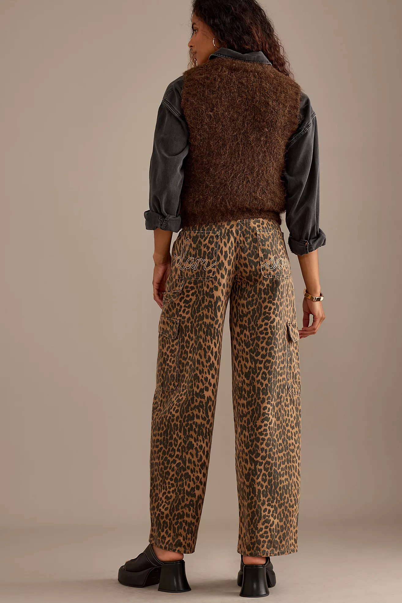 Damson Madder Leopard Wide-Leg Cargo Jeans | Anthropologie (UK)