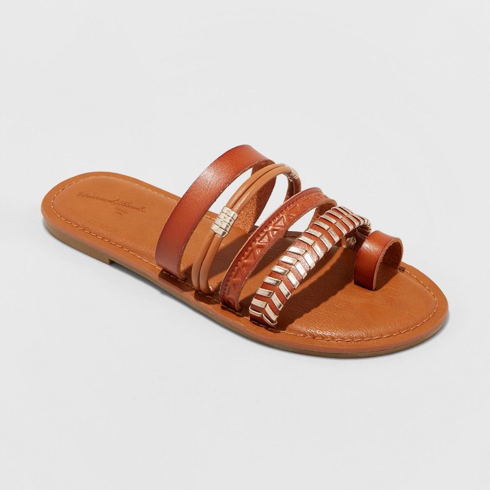 Women's Wilma Slide Sandals - Universal Thread Cognac 9.5, Size: Small, Brown | Target