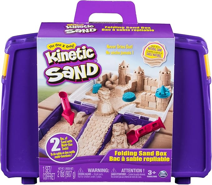 Kinetic Sand, Folding Sand Box with 2lbs of All-Natural, 7 Molds and Tools, Play Sand Sensory Toy... | Amazon (US)