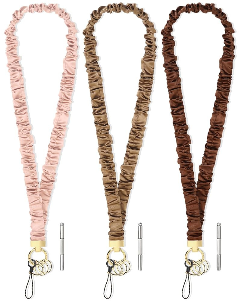 Geyoga 3 Pcs Stretchy Scrunchie Lanyard for ID Badges Scrunchy Neck Keychain with Clip Closure fo... | Amazon (US)