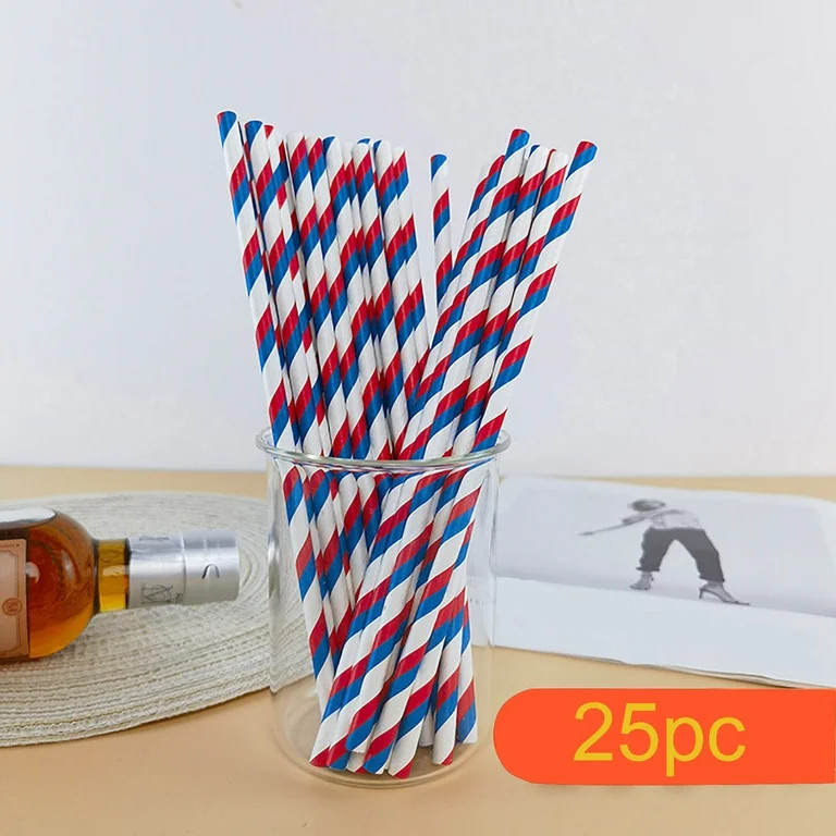 25pcs 4th of July Disposable Paper Straws, Classic USA Flag Pattern Drinking Straws, Festive Deco... | Walmart (US)