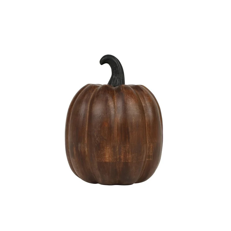 Halloween 8 inch Walnut Wooden Pumpkin Decoration by Way to Celebrate | Walmart (US)