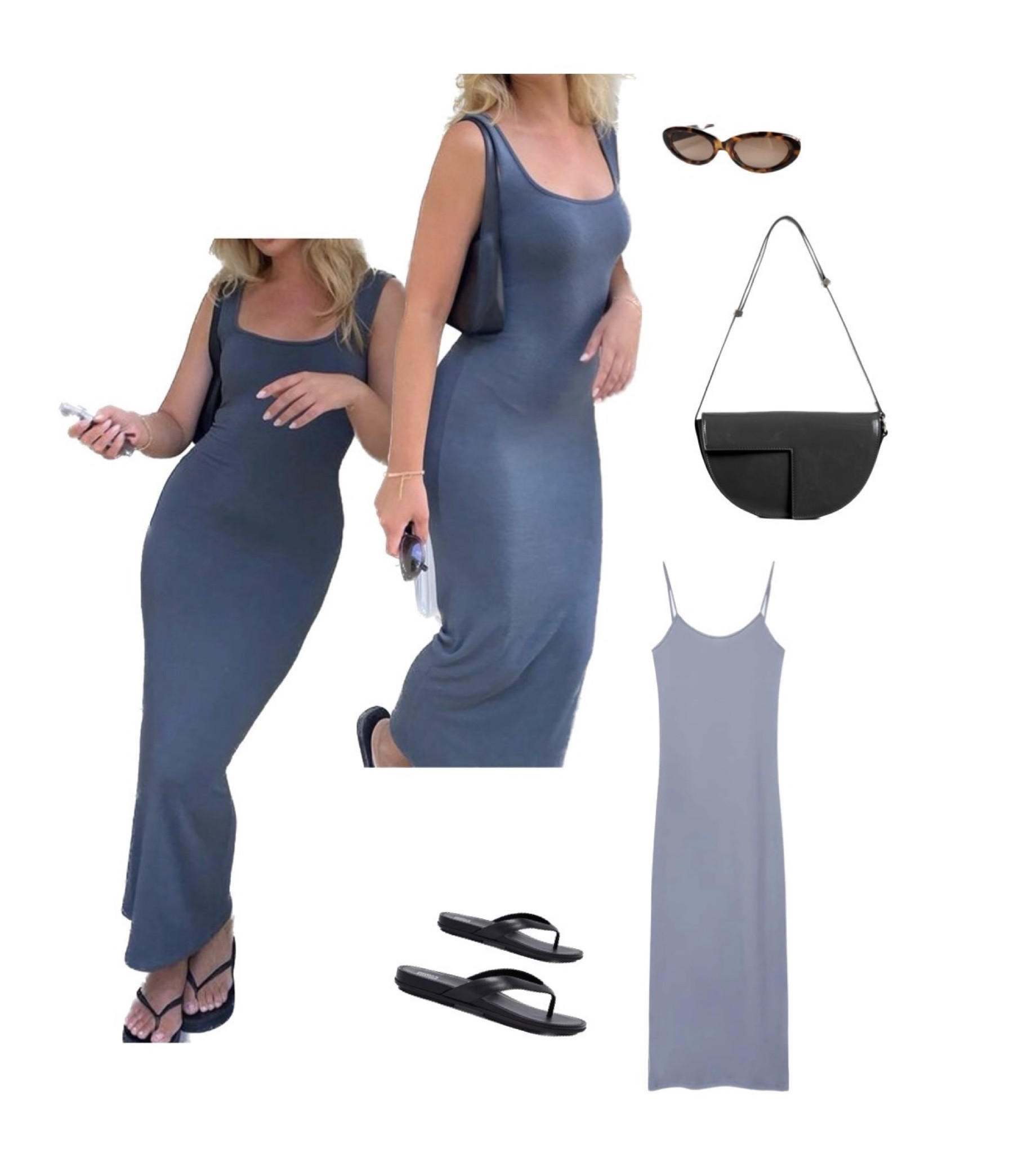 Summer dress ootd 🌊🐳🫶🏼 blue midi dress, black sandals, black leather shoulder bag, oval sunglasses

#LTKeurope #LTKFind #LTKSeasonal