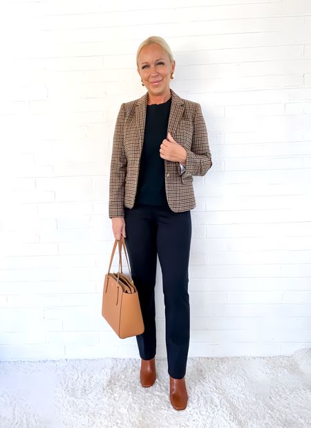 A houndstooth blazer is a classic and timeless piece for every elegant wardrobe. Pair it with a black top + black pants for a slimming looks…and your favorite ankle boots for the season  

#LTKstyletip #LTKSeasonal #LTKover40