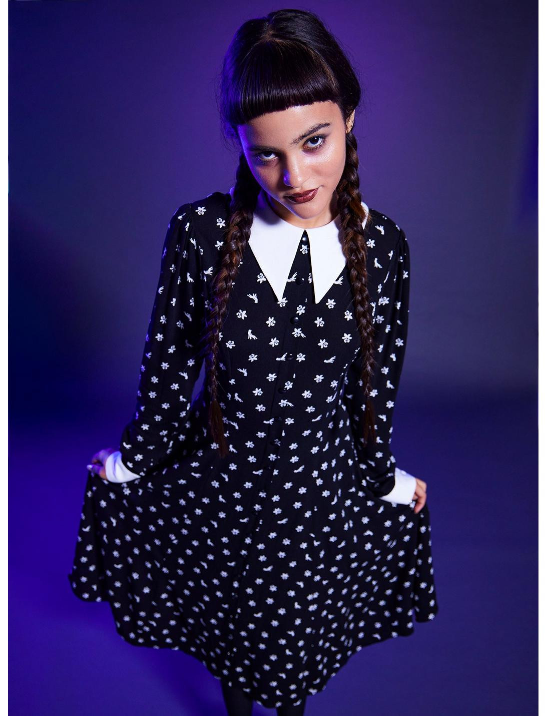 Wednesday Icons Collar Long-Sleeve Dress | Hot Topic