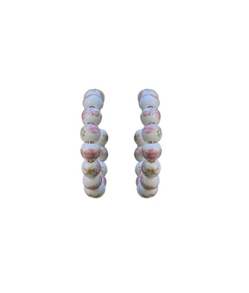 petal pink and sage green porcelain hoops | Nicola Bathie Jewelry