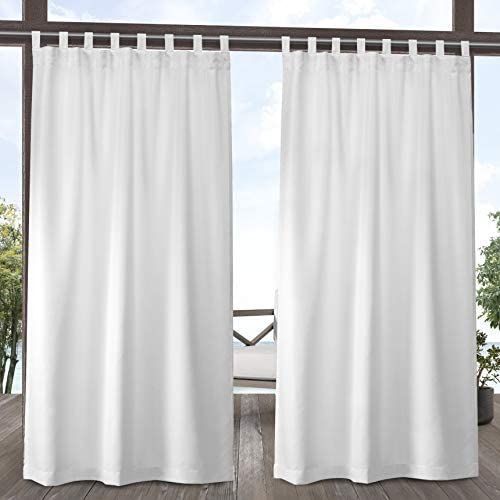 Exclusive Home Curtains Indoor/Outdoor Solid Cabana Tab Top Curtain Panel Pair, 54x96, Winter Whi... | Amazon (US)
