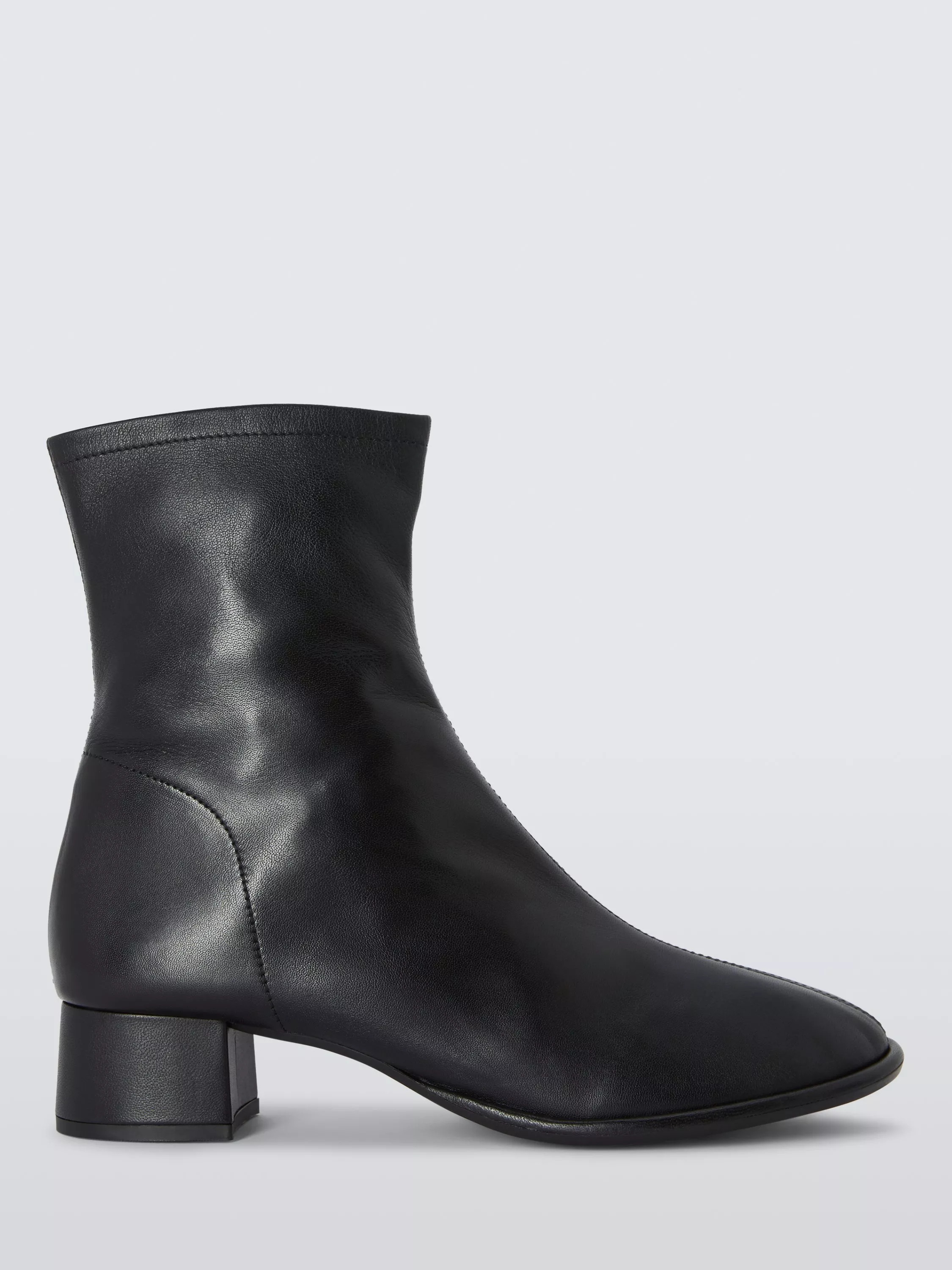 John Lewis Oriana Leather Round Toe Lisbon Ankle Boots, Black | John Lewis (UK)