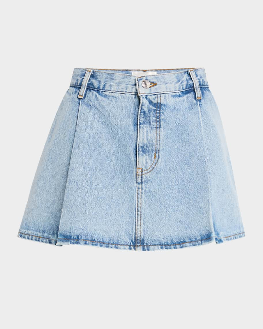 FRAME The Pleated Denim Skirt | Neiman Marcus
