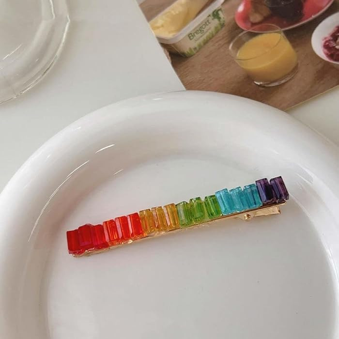 Colorful Rainbow Crystal Women's Rhinestone Duckbill No Slip Metal Barrettes for Party Costumes, ... | Amazon (US)
