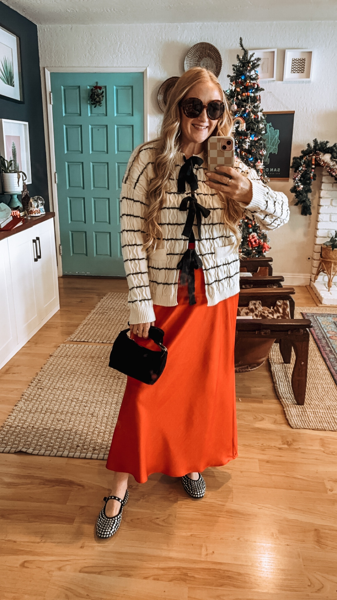 Christmas outfit idea 🎄 red silk skirt with a cutie bow sweater and studded Mary Jane flats! Finished it off with bow earrings and a velvet bow purse 🎀

Wearing M in skirt and sweater at 150 lbs and 5’7” for reference. Shoes fit TTS!

Christmas looks, Christmas style, Christmas outfit, holiday style, holiday looks, holiday skirt, holiday sweater, holiday outfit, Christmas sweater, festive outfit, festive skirt, bow sweater, bow tie sweater, slip skirt, satin skirt, silk skirt, Mary Jane flats, studded flats, bow purse, evening purse, target finds, target holiday looks, target holiday style, winter style, winter looks, winter outfit ideas

#LTKSeasonal #LTKHoliday #LTKParties