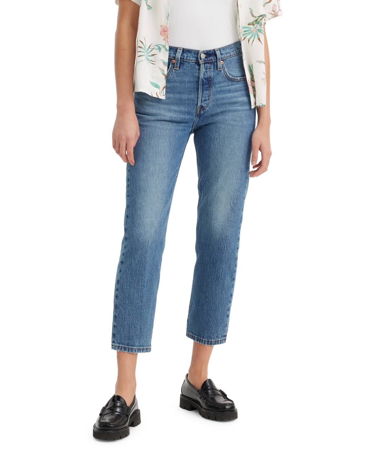 Levi's 501 Cropped Straight-Leg High Rise Jeans - Blue Its True | Macy's