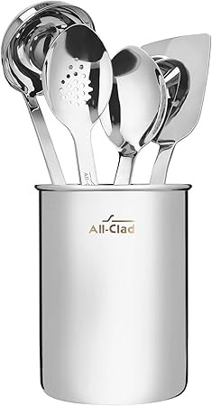 All-Clad 5-Piece Stainless Steel Kitchen Utensil Set – Includes Ladle, Solid Spoon, Slotted Spo... | Amazon (US)