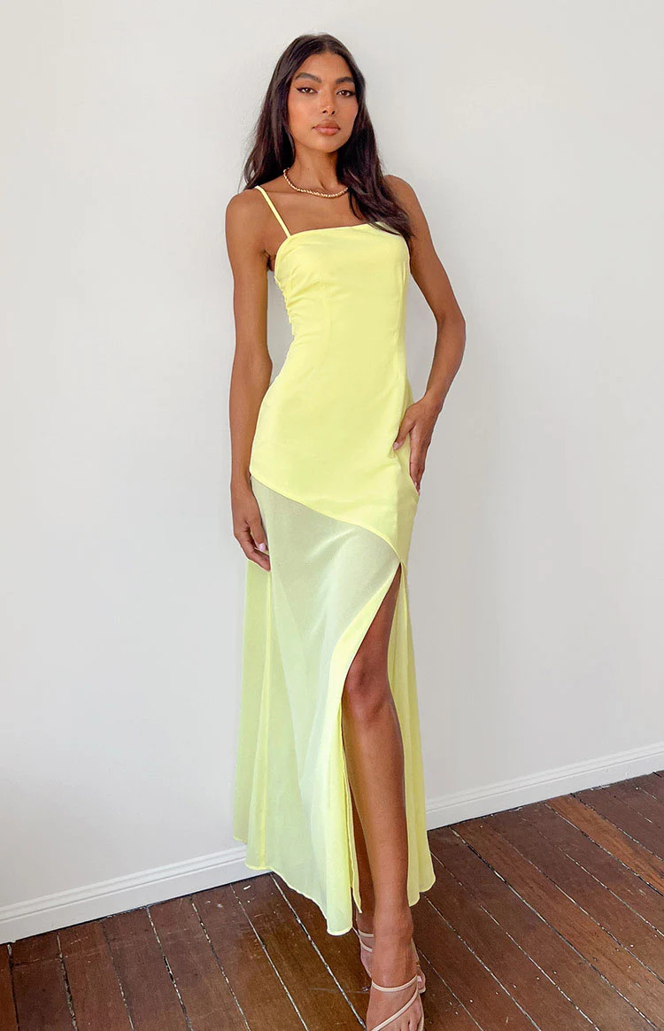 Karmic Yellow Chiffon Maxi Dress | Beginning Boutique (AU)