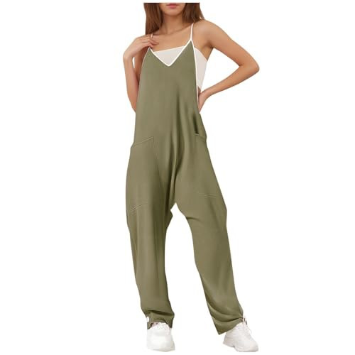 Rompers for Women Casual Summer Jumpsuits Sleeveless Loose Spaghetti Strap Overalls Jumpers 2025 | Amazon (US)