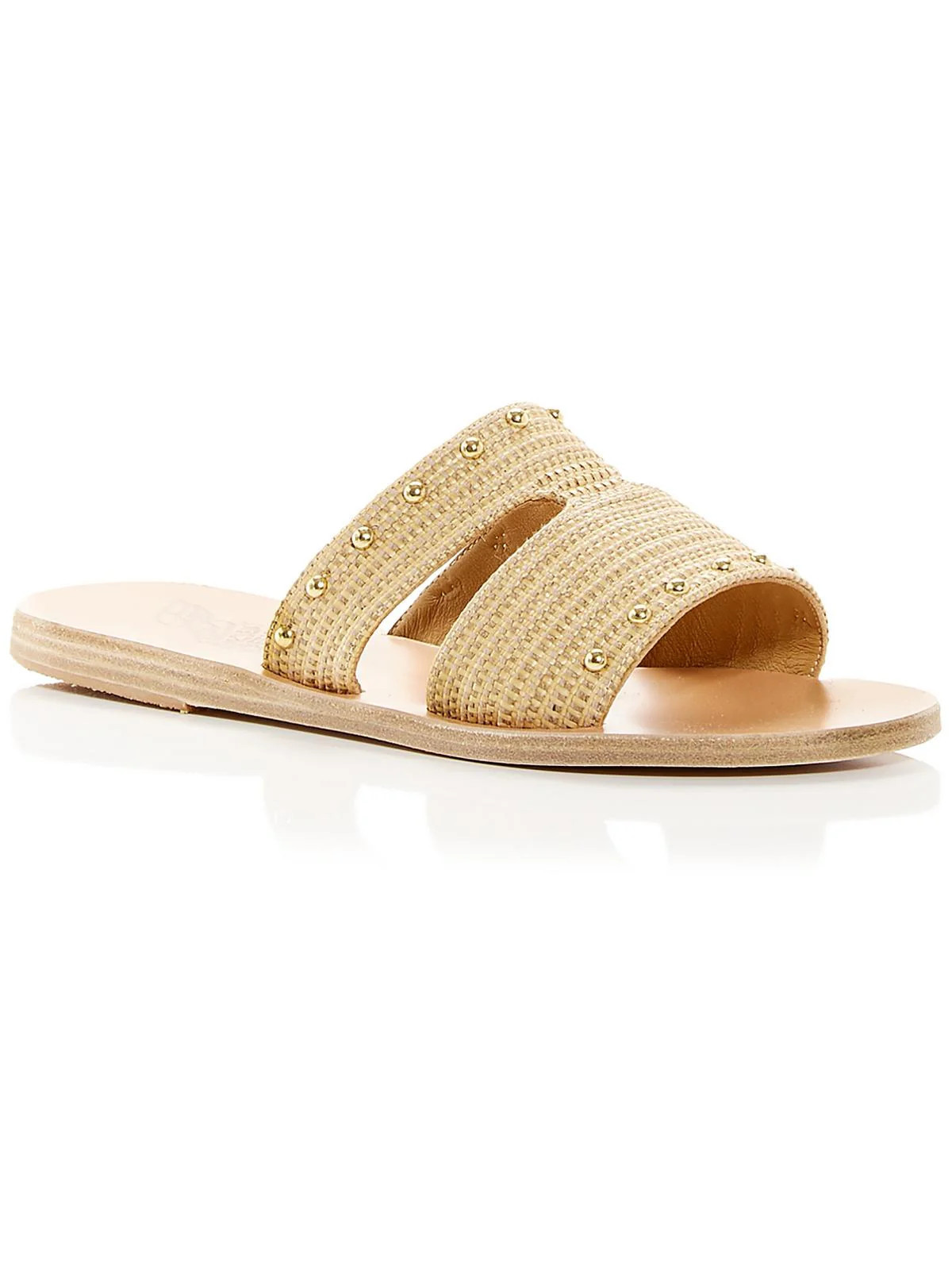 Apteros Womens Leather Snake Print Slide Sandals | Shop Simon
