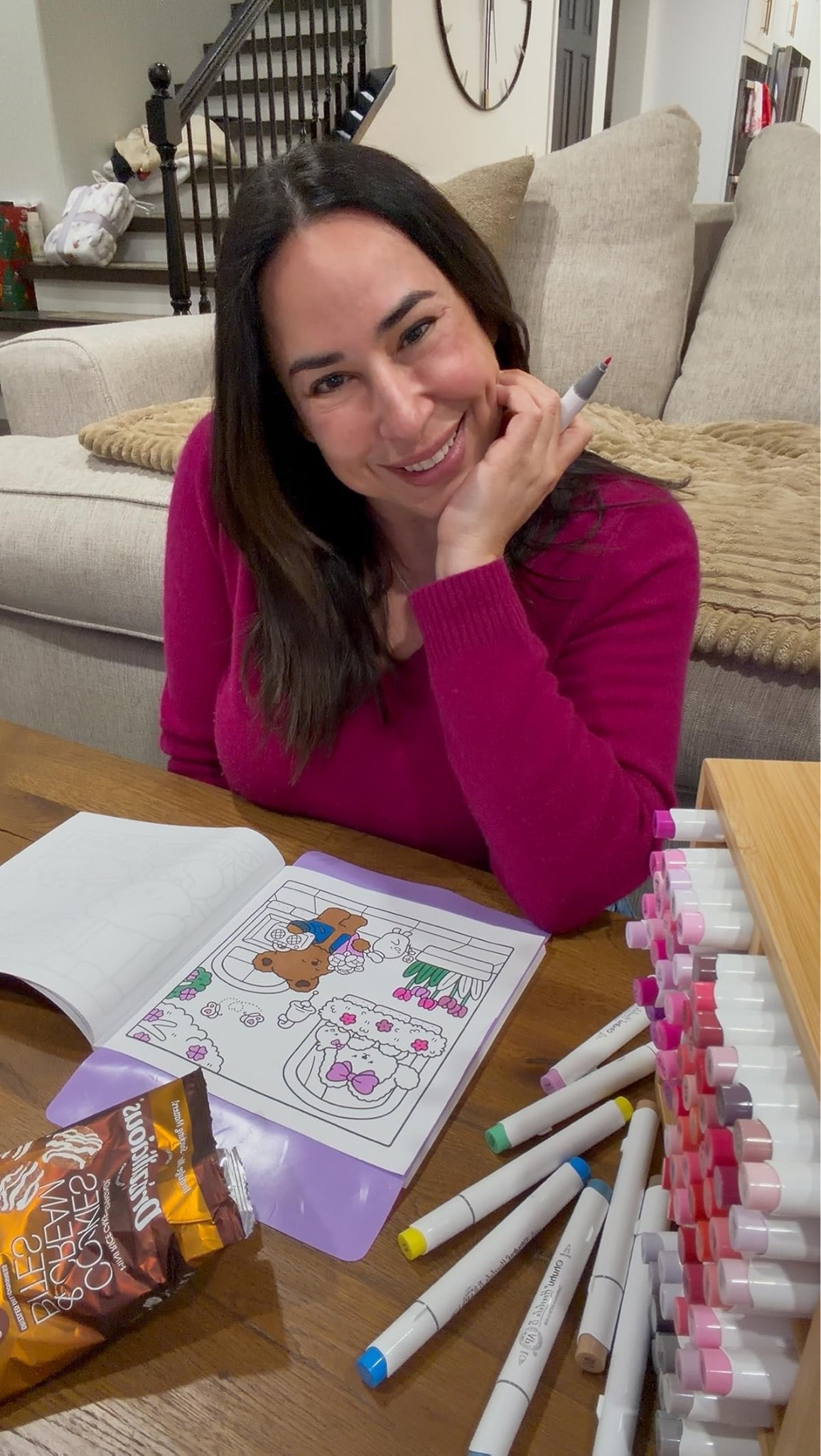 I never imagined that self care in my 40s would include coloring, but it is one of the best things I could’ve started doing when it comes to de-stressing and my overall mental health. I love that I can take a few minutes to take my mind off everything and simply color. These markers are so vibrant and this coloring book is adorable. 
Mental healthy hobby, adult coloring

#LTKOver40 #LTKselfcare #LTKmomlife