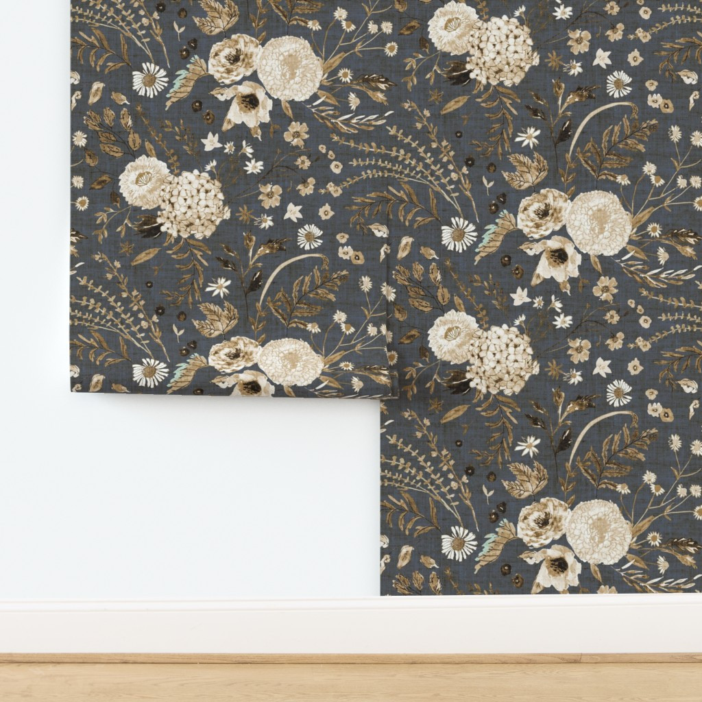 Sonetto Floral (brown) JUMBO Wallpaper | Spoonflower | Spoonflower
