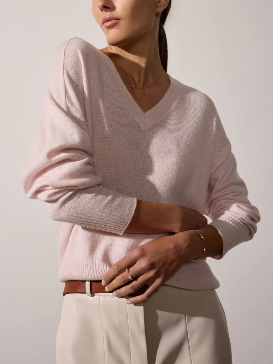 Women's Leia Vee Cashmere Sweater in Rose Quartz | Brochu Walker | Brochu Walker