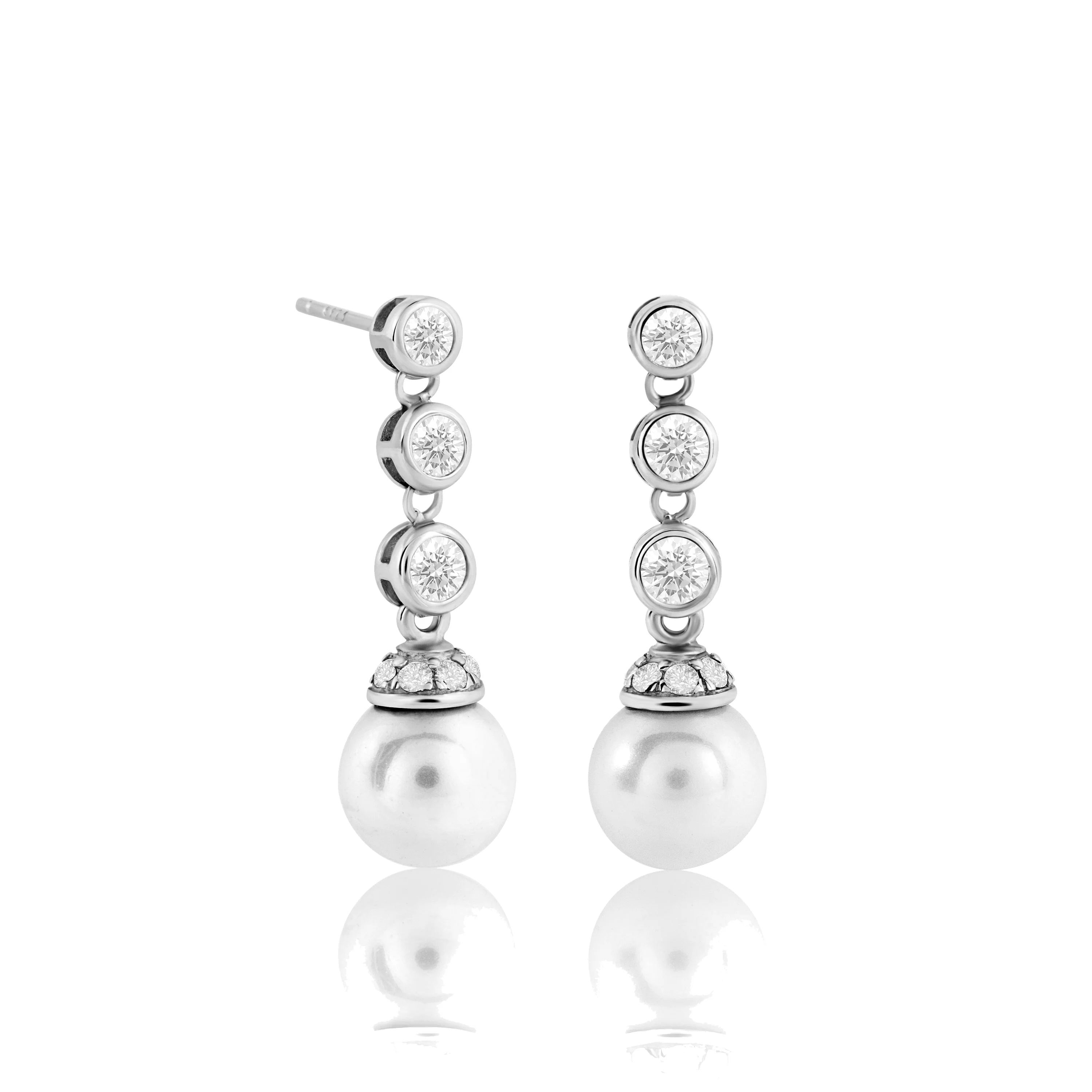 The Pearl and ‘Diamond’ Earrings - PRE ORDER FOR DELIVERY BY END OF JULY | Heavenly London