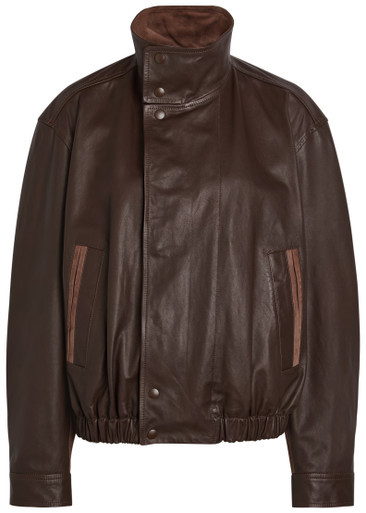 High-neck leather jacket | Harvey Nichols