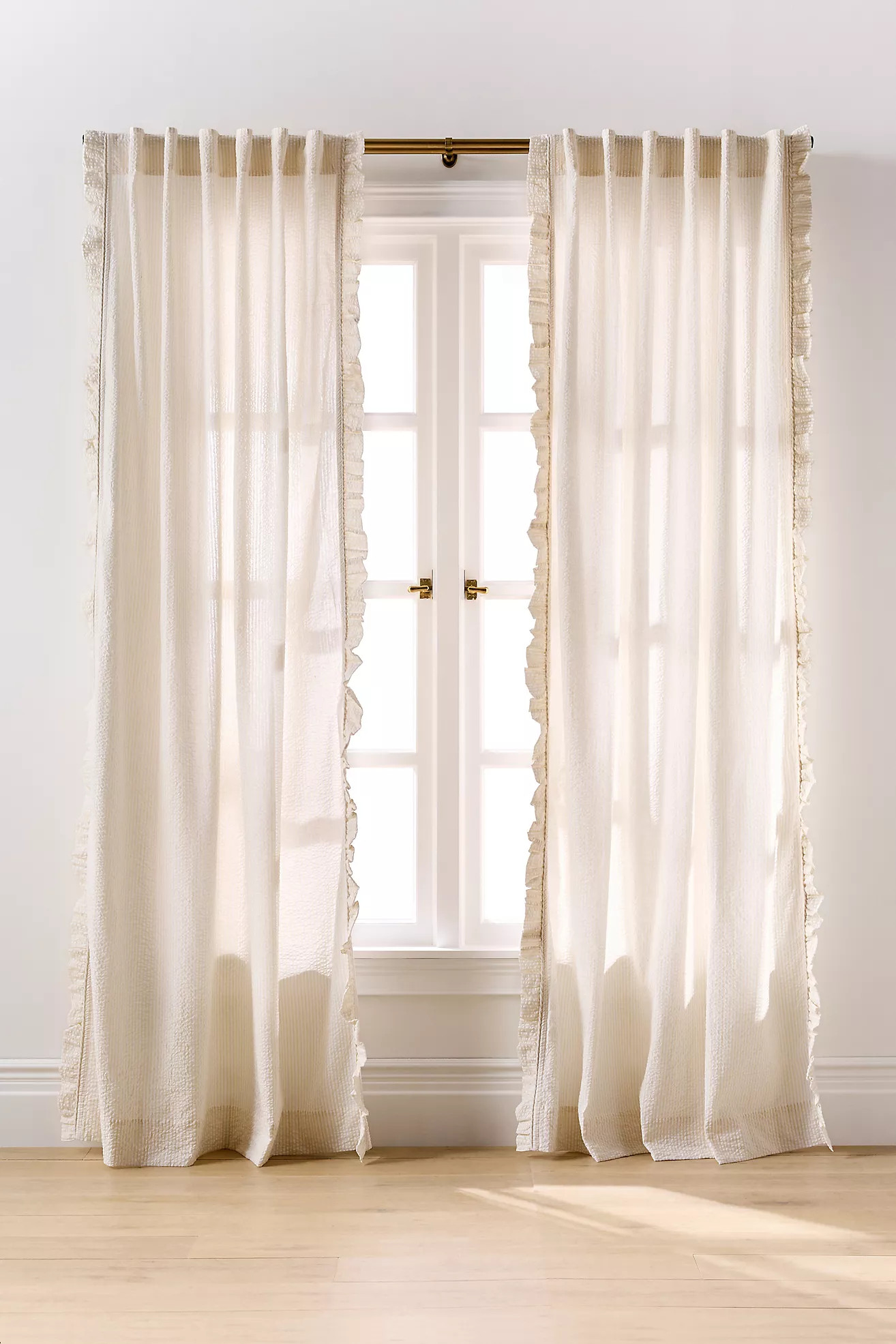 Seersucker Cotton Ruffle Curtain | Anthropologie (US)