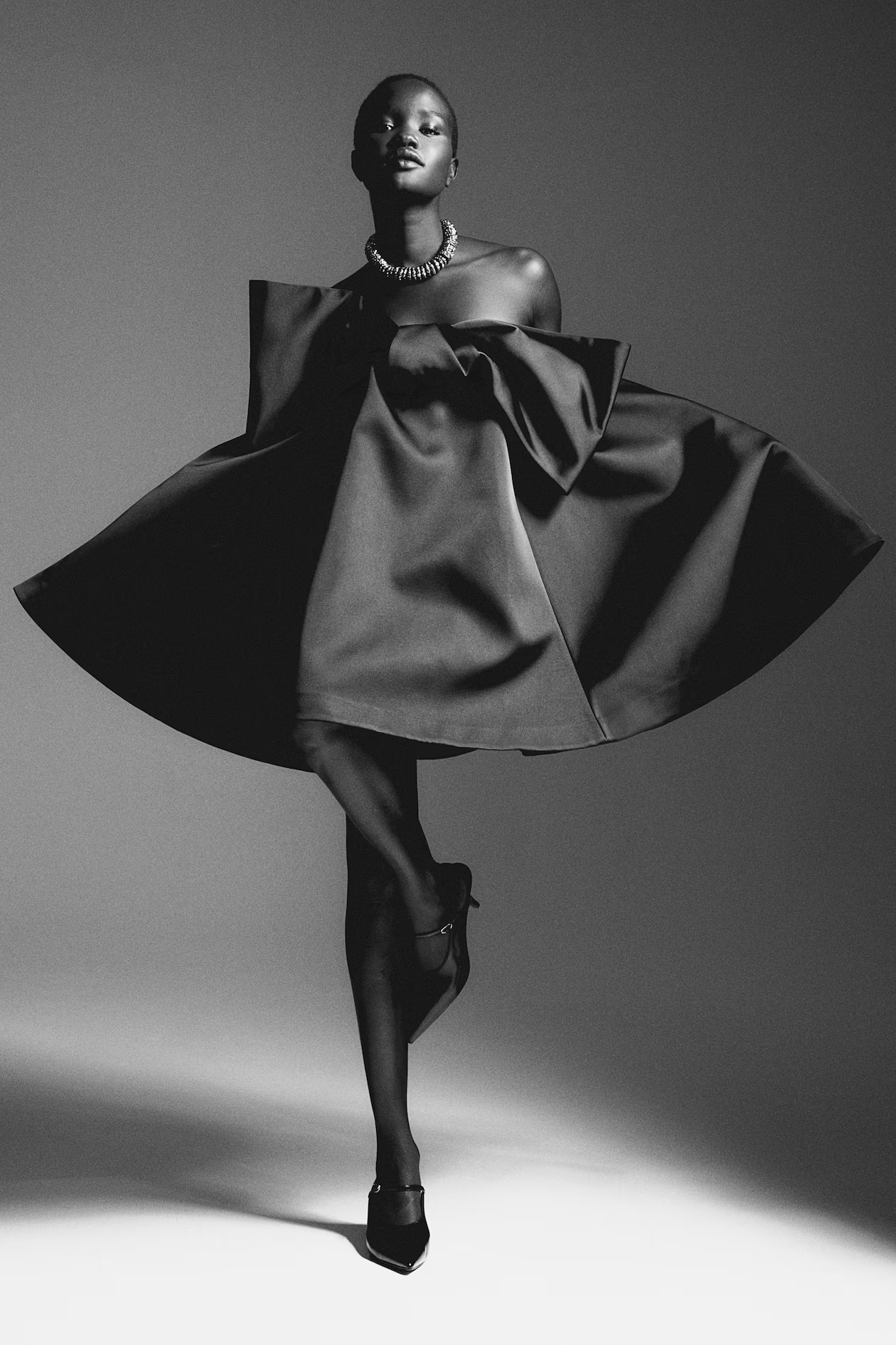 Bow-Front Satin Mini Dress - Black - Ladies | H&M US | H&M (US + CA)