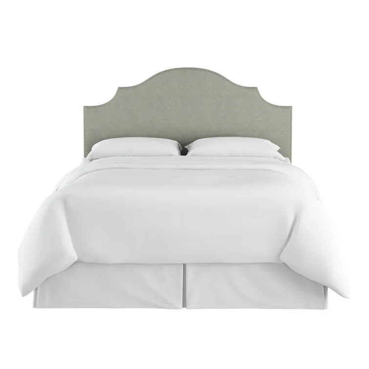 Kirtin Naite Nail Button Notched Linen Upholstered Panel Headboard | Wayfair North America