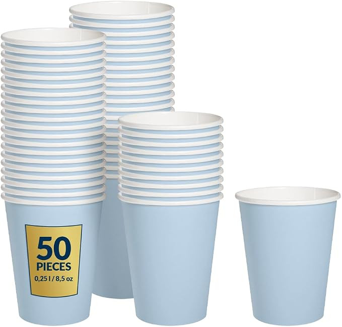 PAW - Disposable Paper Cups (8,5 oz, 50-Pack), Hot & Cold Paper Coffee Cups, Blue Drinking Cups f... | Amazon (US)