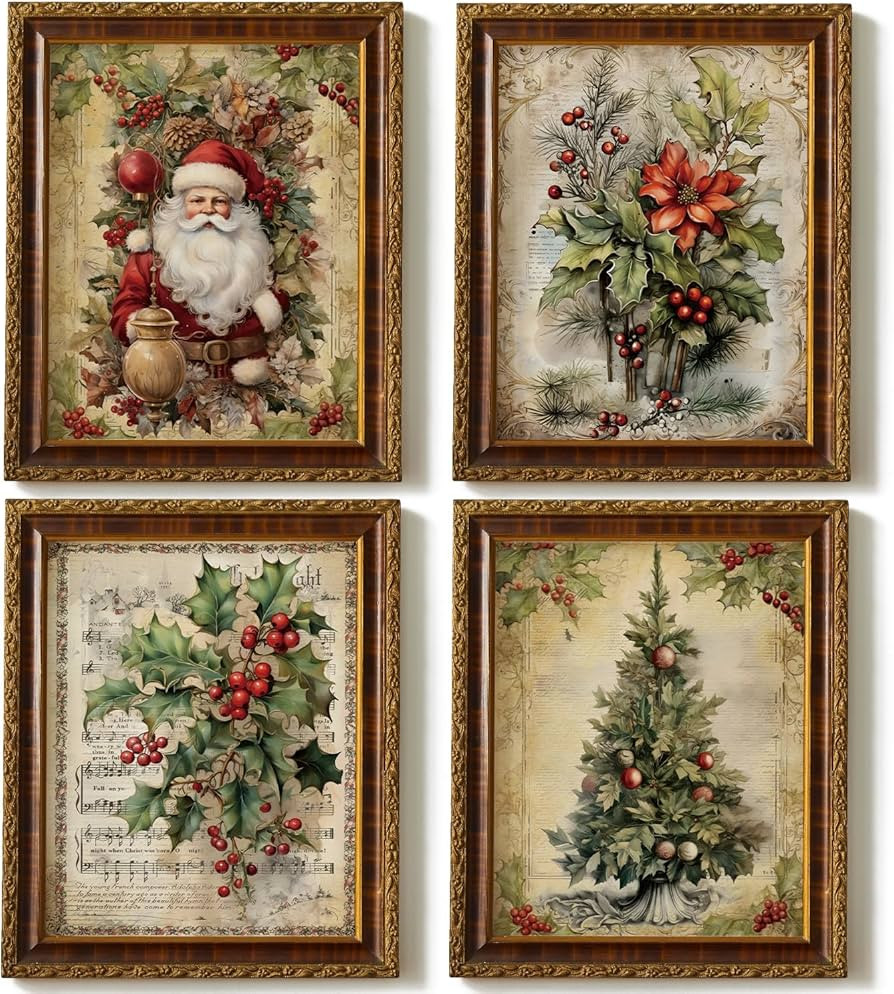 JXREQ Vintage Christmas Bathroom Wall Decor Prints,Retro Christmas Wall Art Decorations for Home ... | Amazon (US)