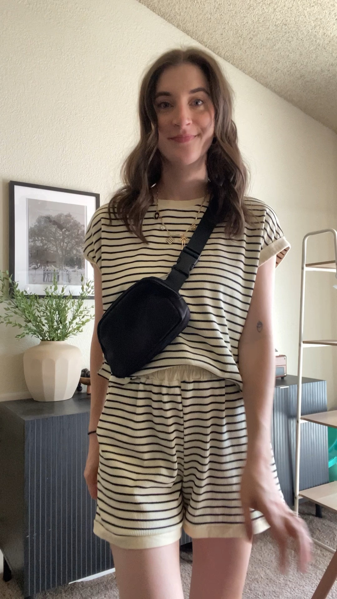 Matching set, stripes, comfy, lounge, mom, Fanny pack, crossbody, set, errands 