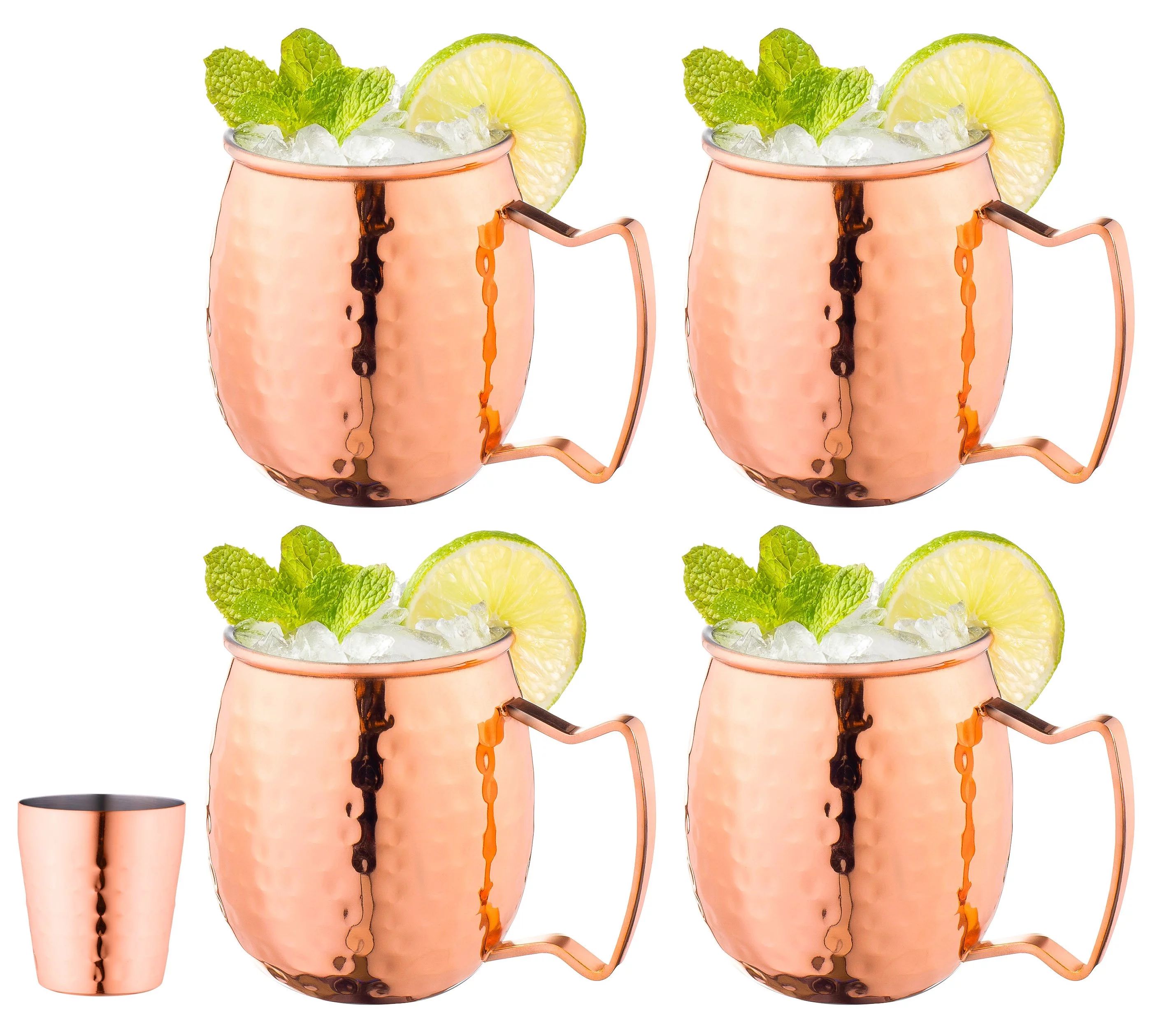 Moscow Mule Copper Mugs with Handles 4-Pack 1 Shot Glass Classic Drinking Cup Set Home, Kitchen, ... | Walmart (US)