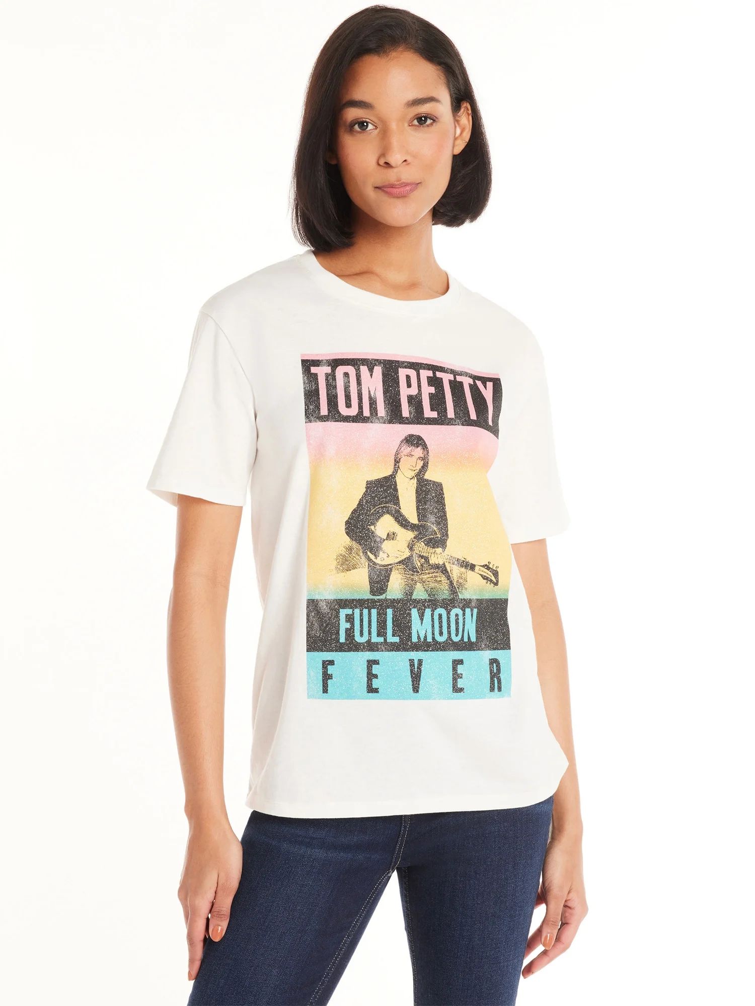 Time and Tru Women's Tom Petty Graphic Print T-Shirt, Sizes XS-XXXL | Walmart (US)