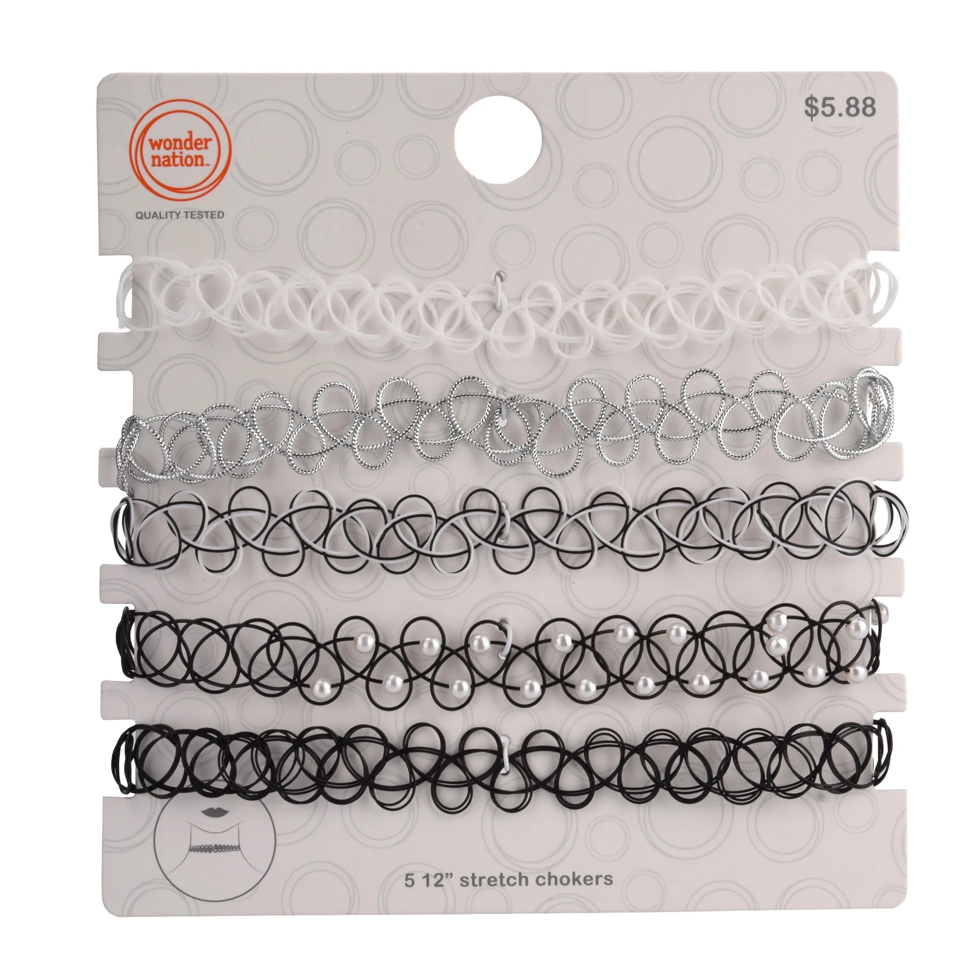 Wonder Nation Female 5pc Stretch Choker Set, 12" - Walmart.com | Walmart (US)