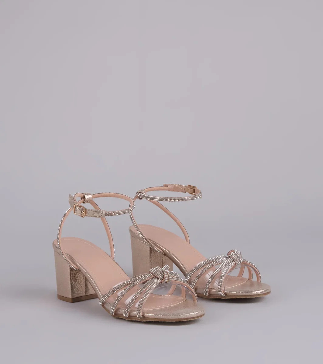 Sparkle Mode Rhinestone Strappy Glitter Block Heels | Windsor Stores