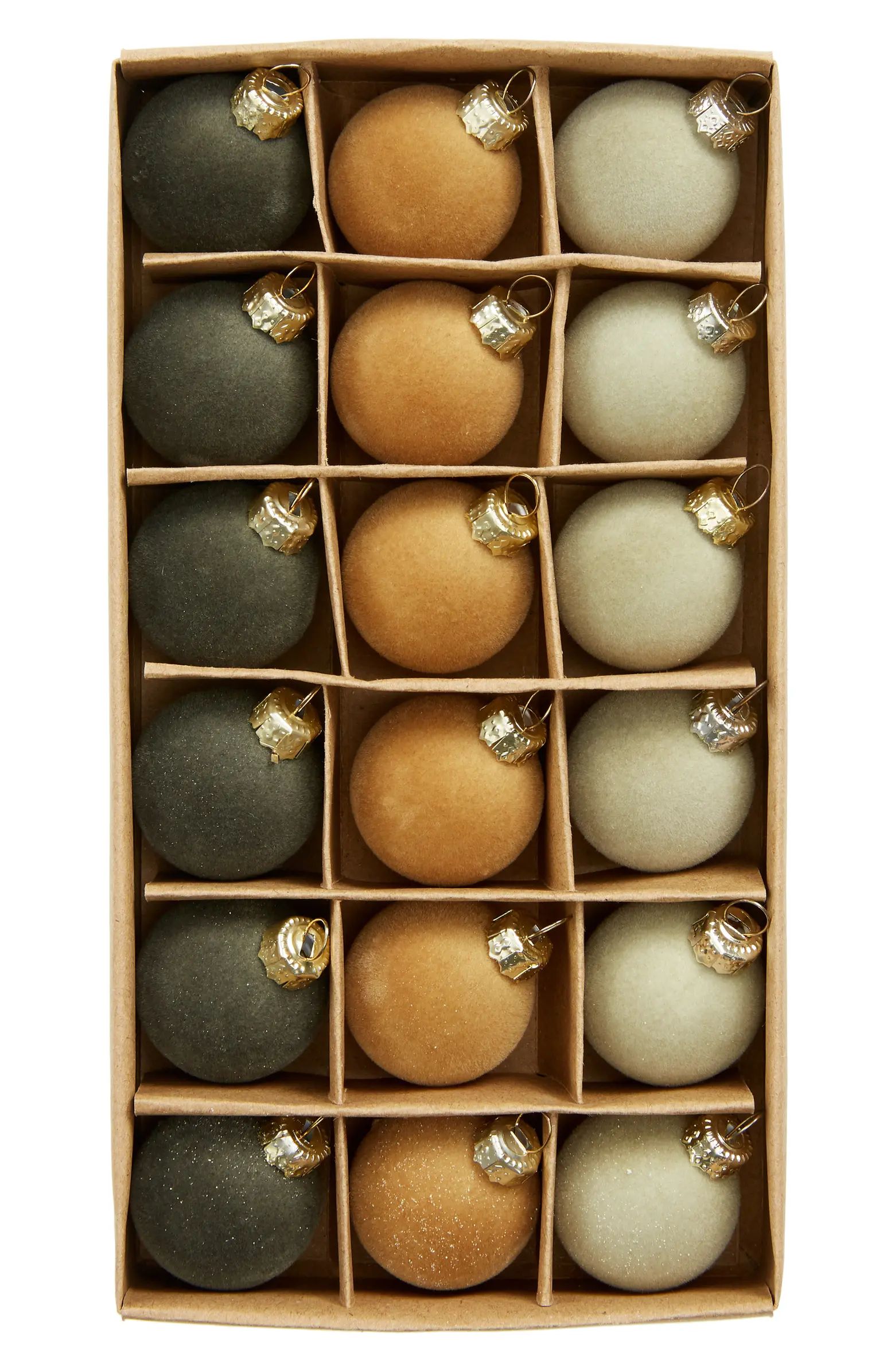 Set of 18 Flocked Ball Ornaments | Nordstrom